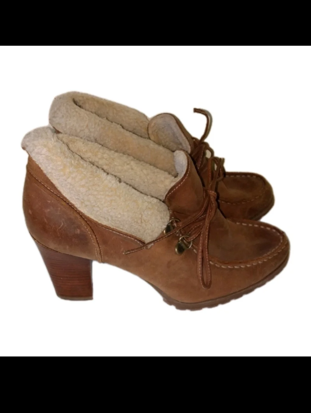 Audrey Brooke Leather Stiletto Platform Booties 9 M - Picture 3 of 10